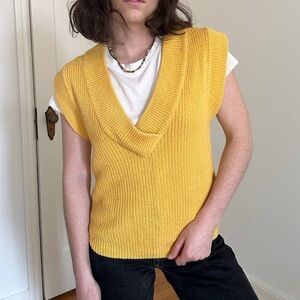 Vintage Yellow Knit Vest for Spring